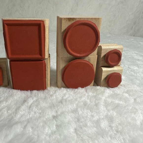 Stampin Up! 2003 Wood-Mounted Rubber Stamps - Set of 7 Simple Shapes 10 Piece - Picture 7 of 8